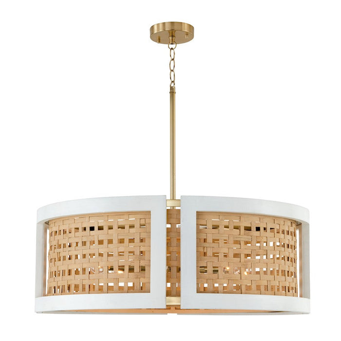 Capital Lighting Lola 6 Light Chandelier, Flat White/Matte Brass