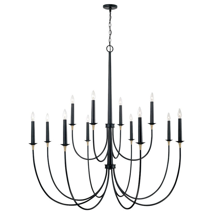 Capital Lighting Amara 12 Light Chandelier, Matte Black/Brass