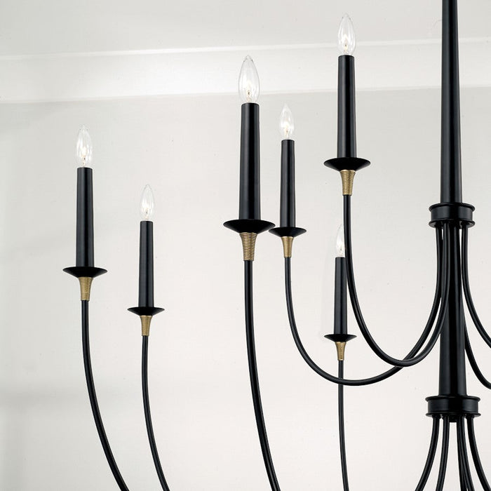 Capital Lighting Amara 12 Light Chandelier, Matte Black/Brass