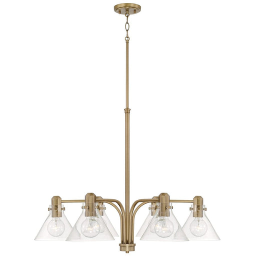 Capital Lighting Greer 6 Light Chandelier, Aged Brass/Clear - 445861AD-528