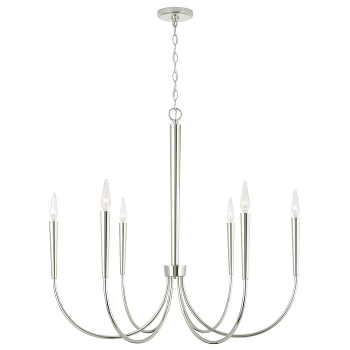 Capital Lighting Holden 6 Light Chandelier, Polished Nickel - 445961PN