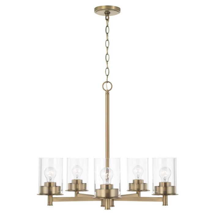 Capital Lighting Mason 5 Light Chandelier, Aged Brass/Clear - 446851AD-532