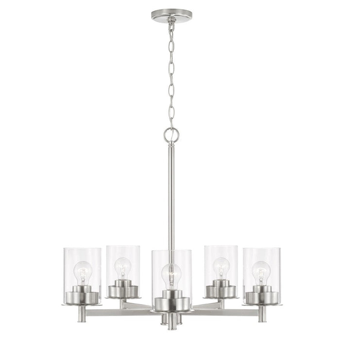 Capital Lighting Mason 5 Light Chandelier, Brushed Nickel/Clear - 446851BN-532