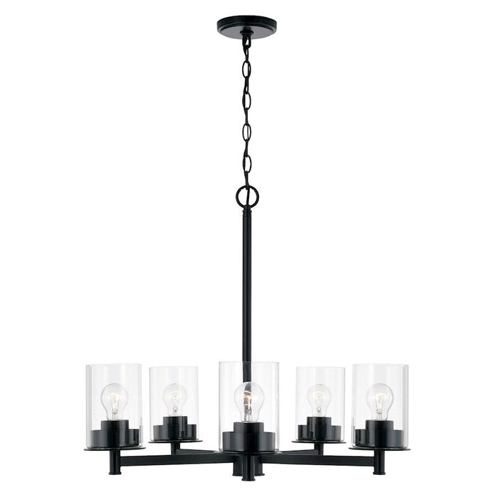 Capital Lighting Mason 5 Light Chandelier, Matte Black/Clear - 446851MB-532