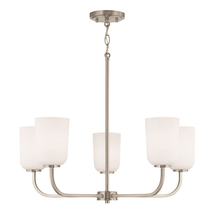 HomePlace Lighting Lawson 5 Light Chandelier, Nickel/White - 448851BN-542