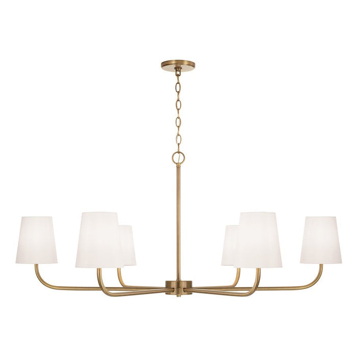 Capital Lighting Brody 6 Light Chandelier, Brass/White - 449461AD-706