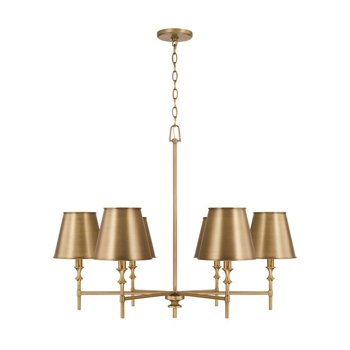 Capital Lighting Whitney 6 Light Chandelier, Brass/White - 449761AD-707