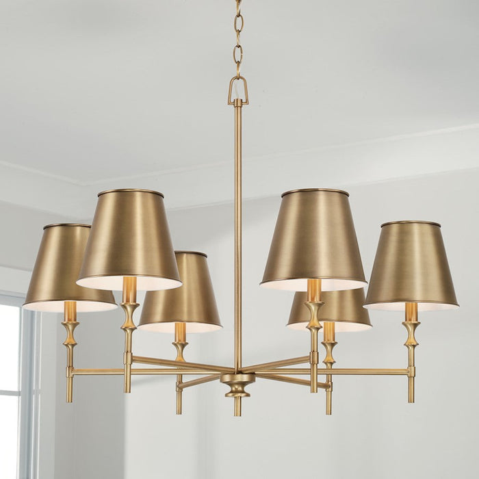 Capital Lighting Whitney Chandelier, Brass/White