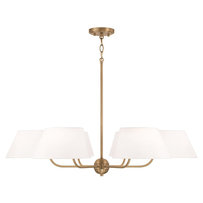 Capital Lighting Welsley 6 Light Chandelier, Brass/White - 450461AD