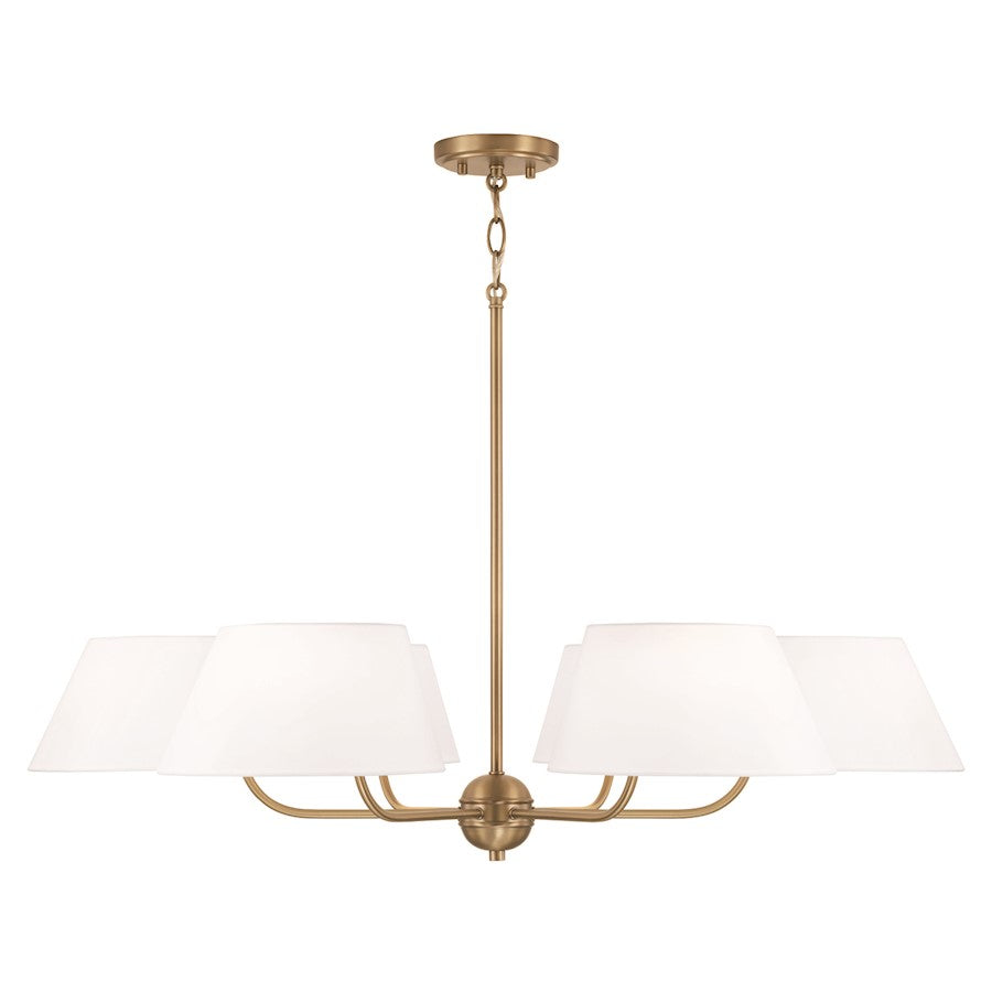 Capital Lighting Welsley 6 Light Chandelier, Brass/White - 450461AD