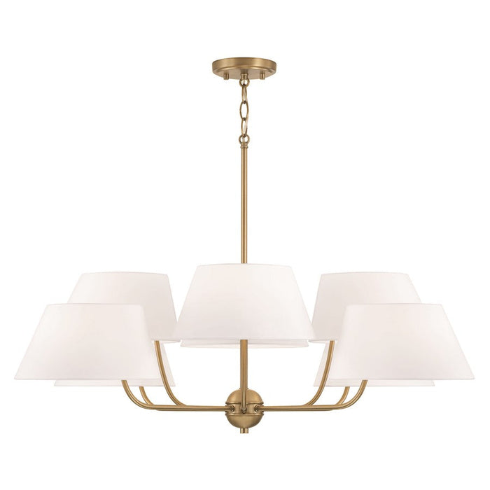 Capital Lighting Welsley 8 Light Chandelier, Brass/White - 450481AD