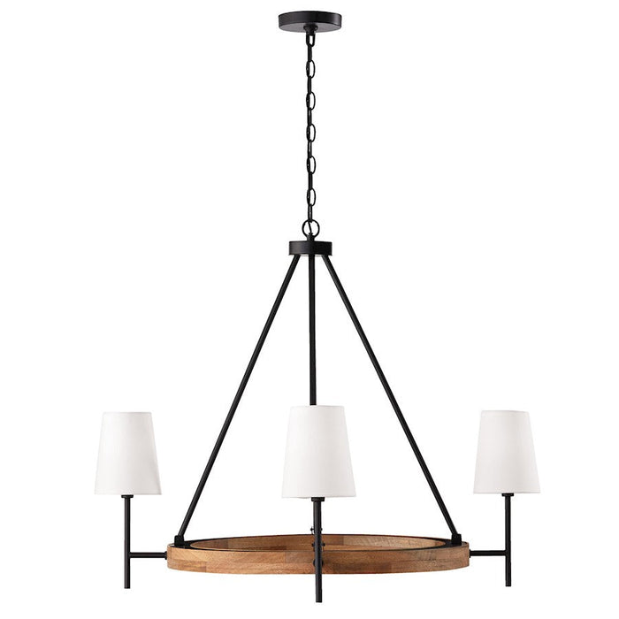 Capital Lighting Jonah Chandelier, Wood/Black/White Fabric