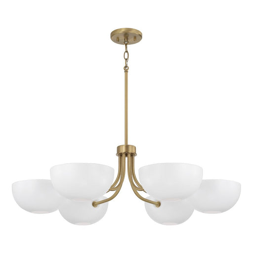 Capital Lighting Reece 6 Light Chandelier, Brass/White/White - 451461AW