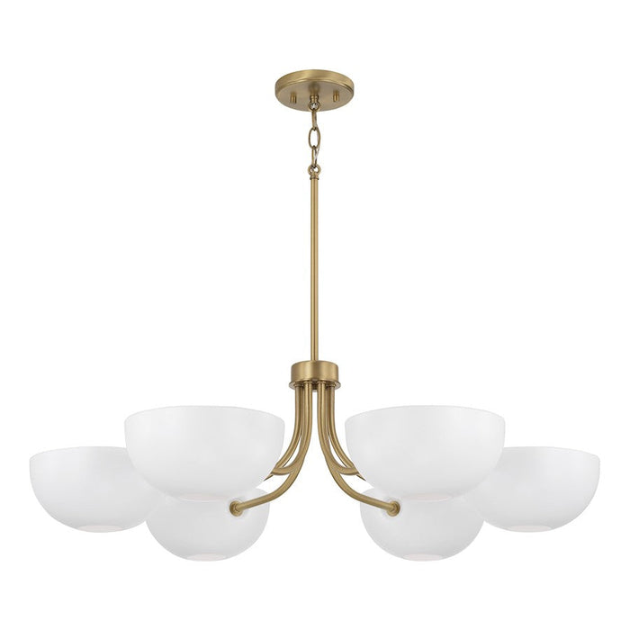 Capital Lighting Reece 6 Light Chandelier, Brass/White/White - 451461AW