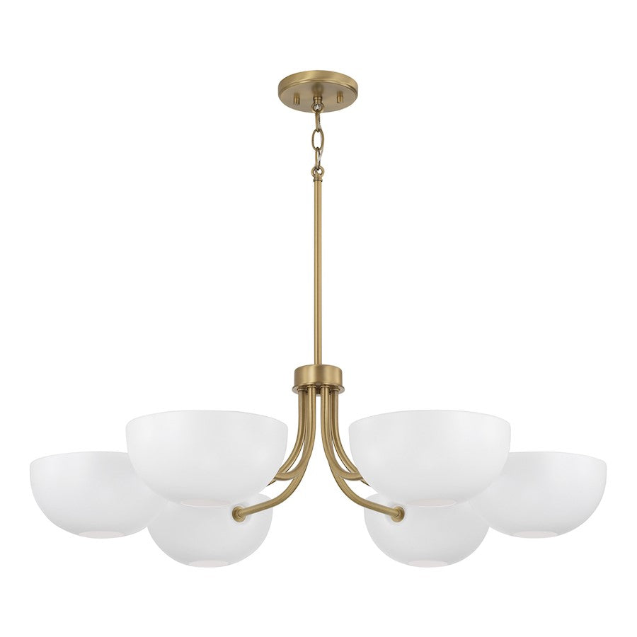 Capital Lighting Reece 6 Light Chandelier, Brass/White/White - 451461AW