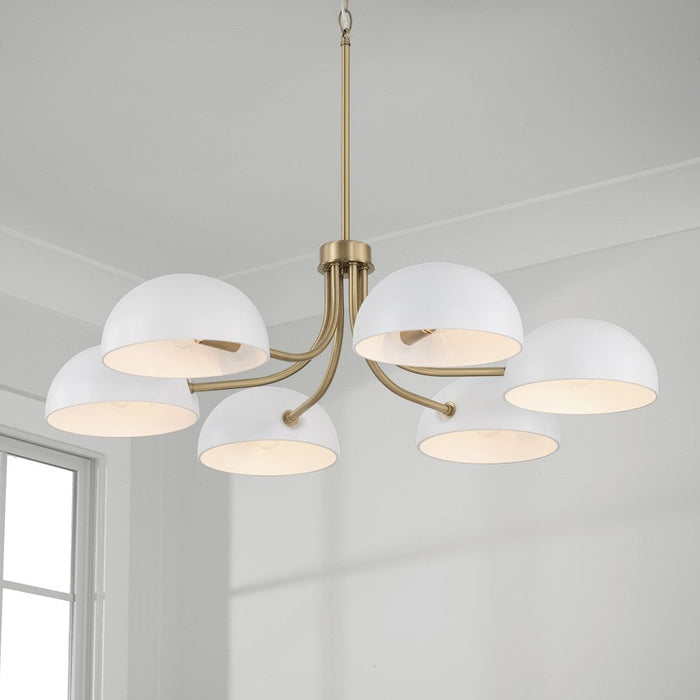 Capital Lighting Reece 6 Light Chandelier, Brass/White/White