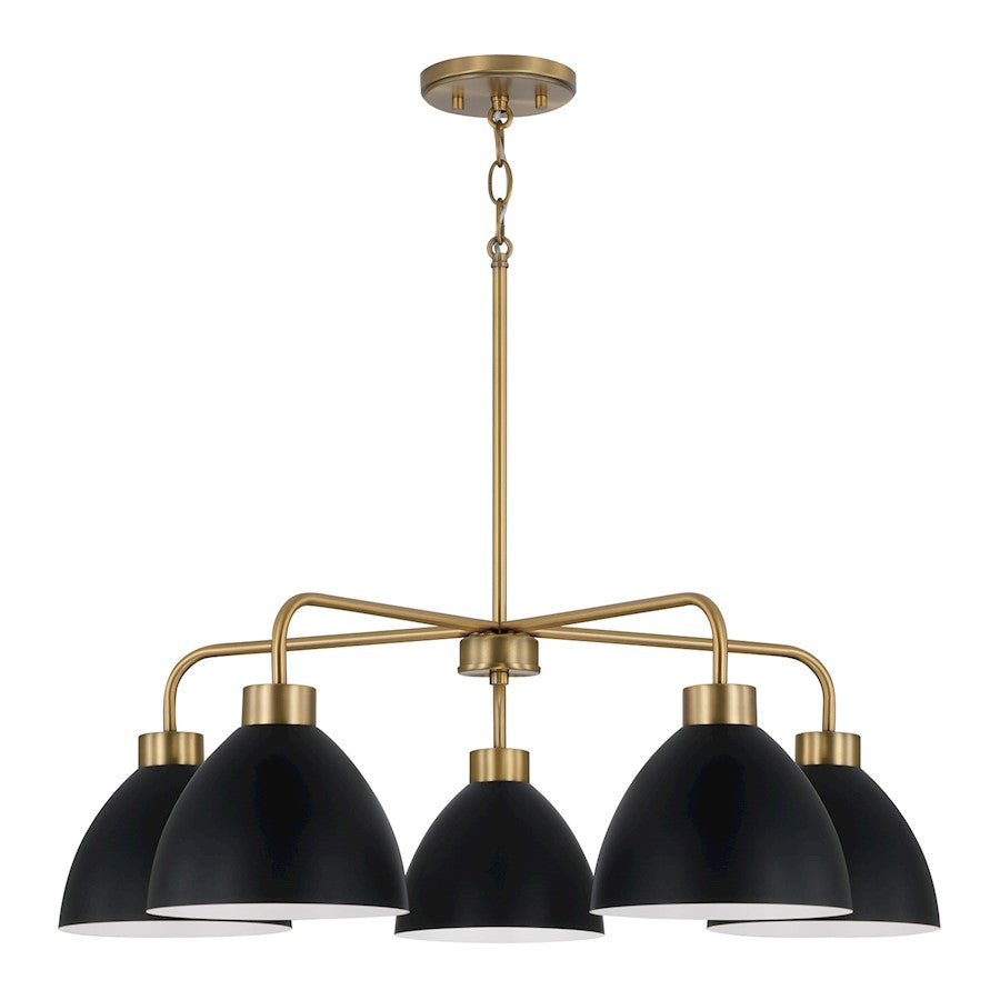 HomePlace Lighting Ross 5 Chandelier, Brass/Black/White Interior - 452051AB