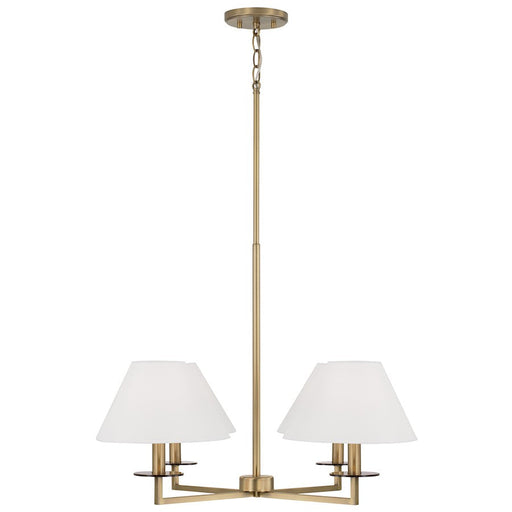 Capital Lighting Gilda 4 Chandelier, Brass/White Fabric - 452241AD