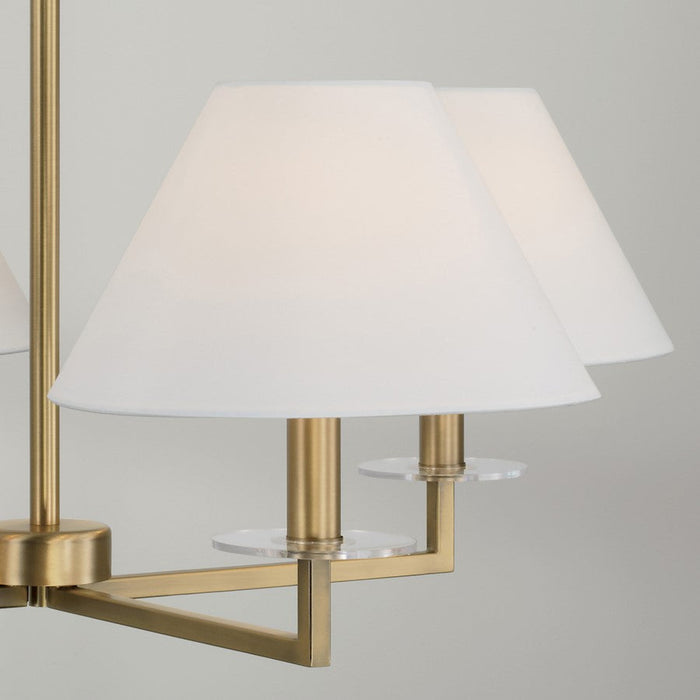 Capital Lighting Gilda Chandelier, Brass/White Fabric