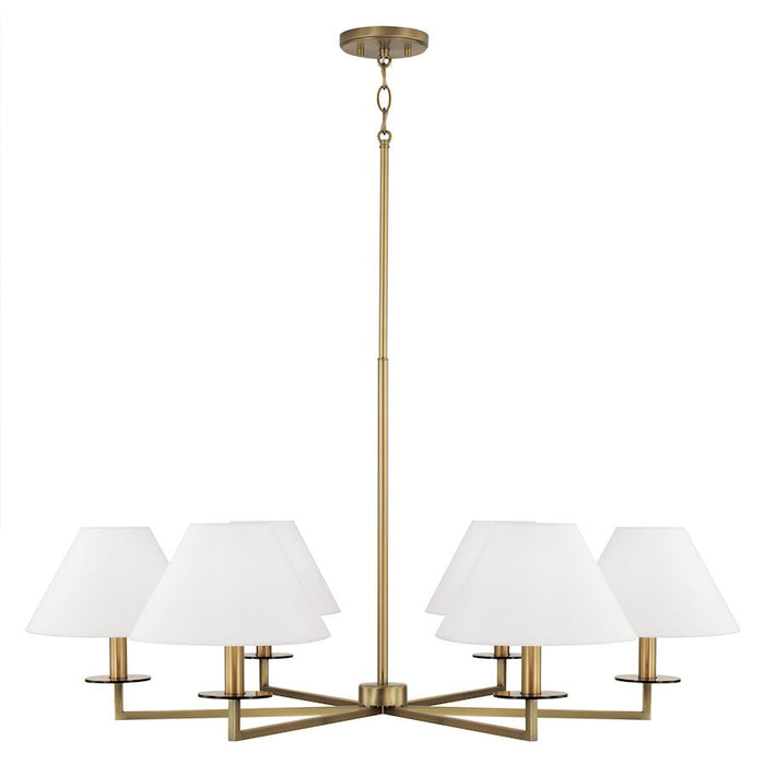 Capital Lighting Gilda 6 Chandelier, Brass/White Fabric - 452261AD