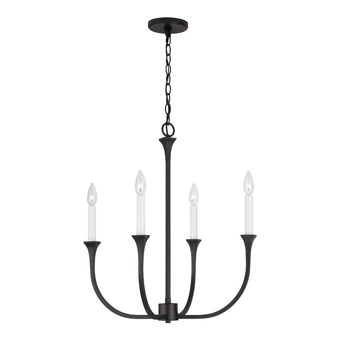 Capital Lighting Decklan 4 Light Chandelier, Black Iron - 452341BI