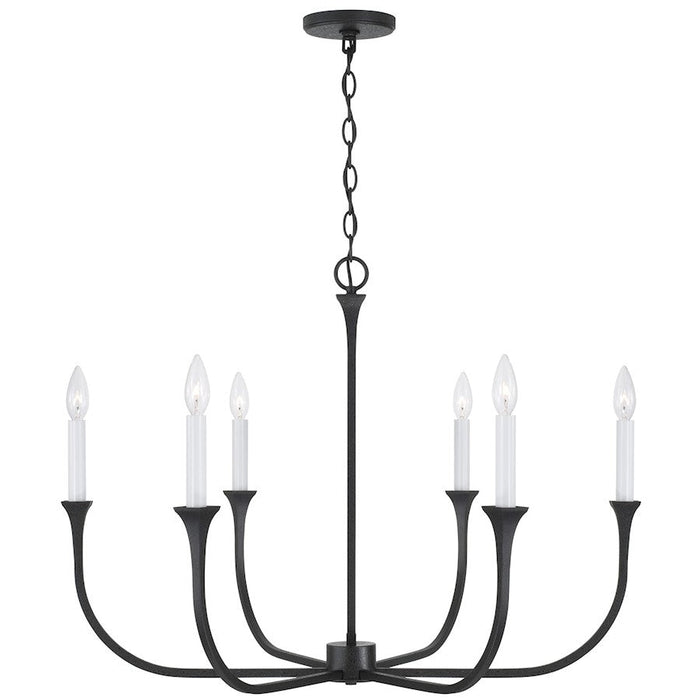 Capital Lighting Decklan 6 Light Chandelier, Black Iron - 452361BI