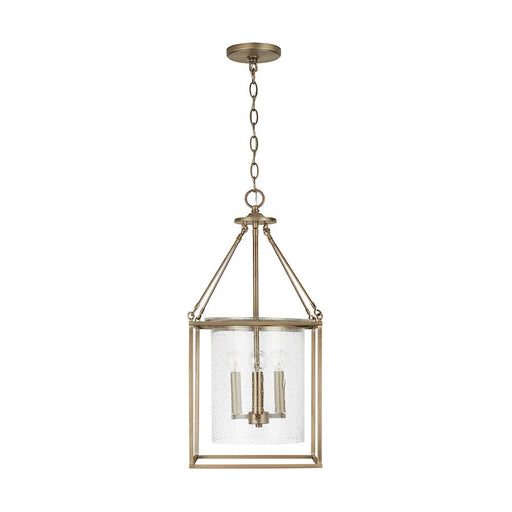 Capital Lighting 4-Light Pendant, Aged Brass/Clear Seeded - 532843AD