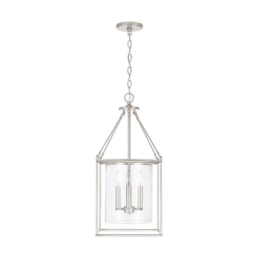 Capital Lighting 4-Light Pendant, Brushed Nickel/Clear Seeded - 532843BN