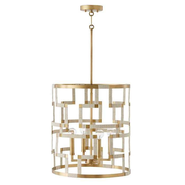 Capital Lighting Hala 4 Light Foyer, Bleached Natural Jute/Brass