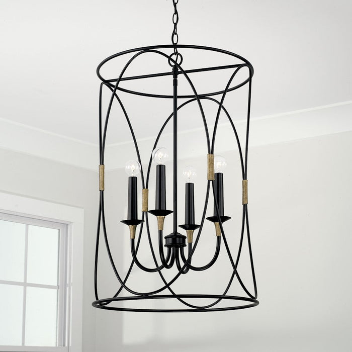 Capital Lighting Amara 4 Light Foyer, Matte Black/Brass