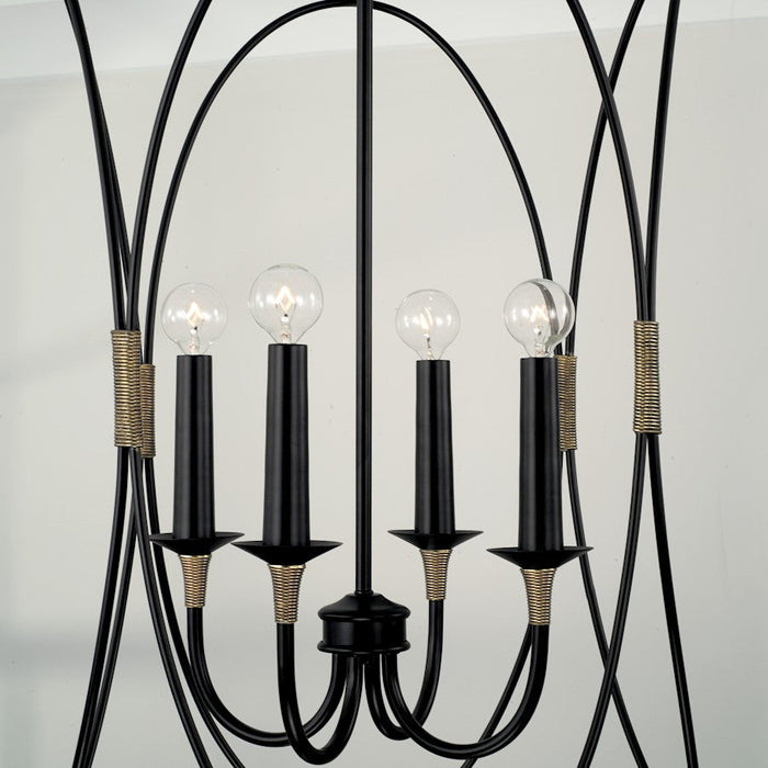 Capital Lighting Amara 4 Light Foyer, Matte Black/Brass