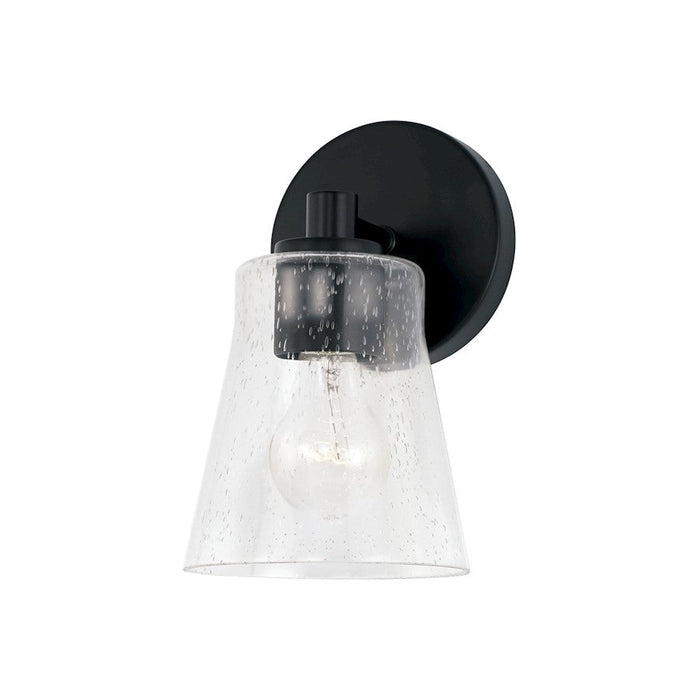 Capital Lighting Baker 1 Light Sconce, Matte Black/Clear Seeded - 646911MB-533