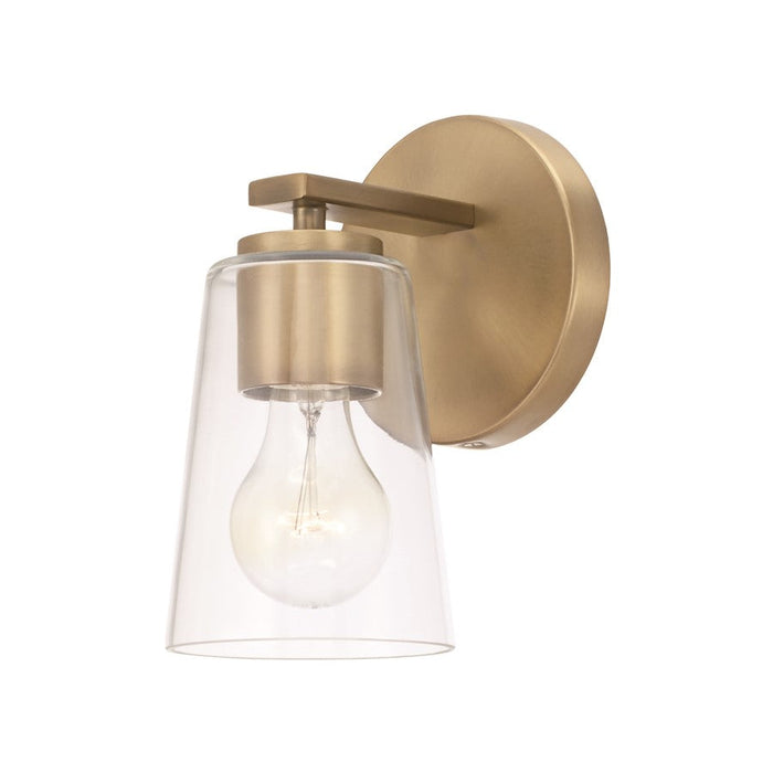 HomePlace Lighting Portman 1 Light Wall Sconce, Brass/Clear - 648611AD-537