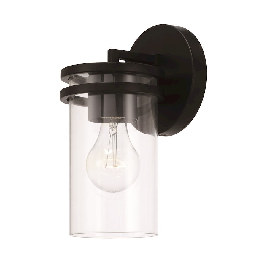 HomePlace Lighting Fuller 1 Light Wall Sconce, Black/Clear - 648711MB-539