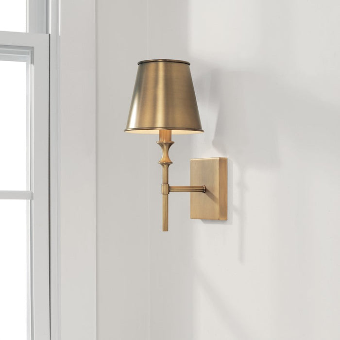 Capital Lighting Whitney Wall Sconce, Brass/White