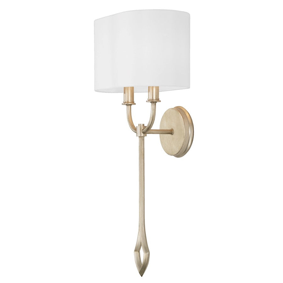 Capital Lighting Claire 2 Light Wall Sconce, Brushed Champagne/White - 650021BS