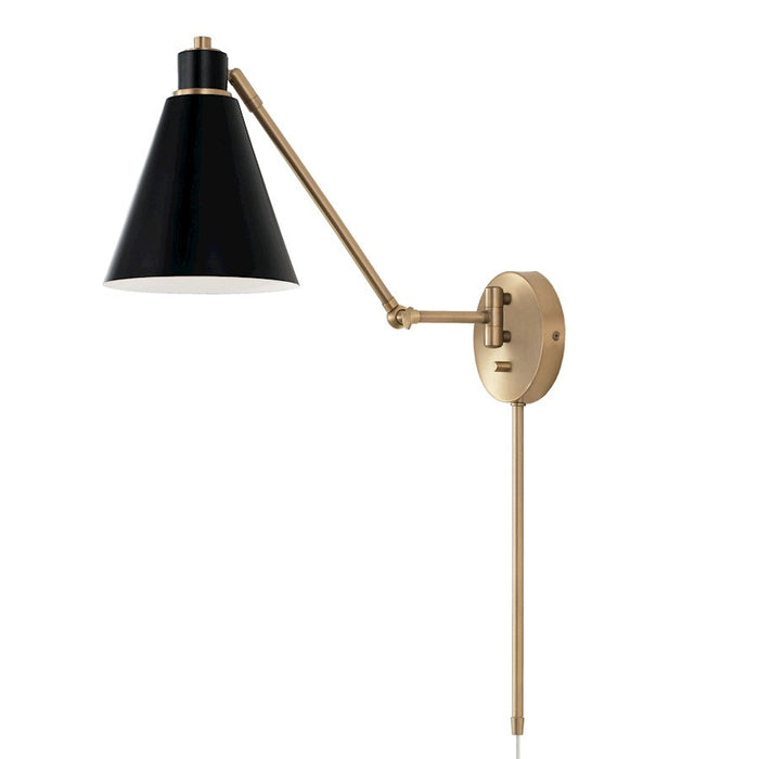 Capital Lighting Bradley 1 Light Wall Sconce, Aged Brass/Black/White - 650111AB