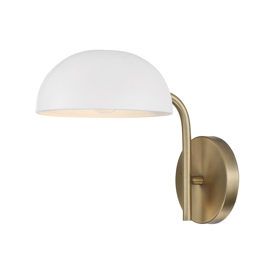 Capital Lighting Reece 1 Light Sconce, Brass/White/White - 651411AW