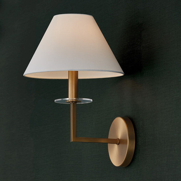 Capital Lighting Gilda 1 Sconce, Brass/White Fabric