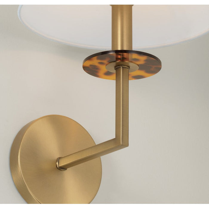 Capital Lighting Gilda 1 Sconce, Brass/White Fabric