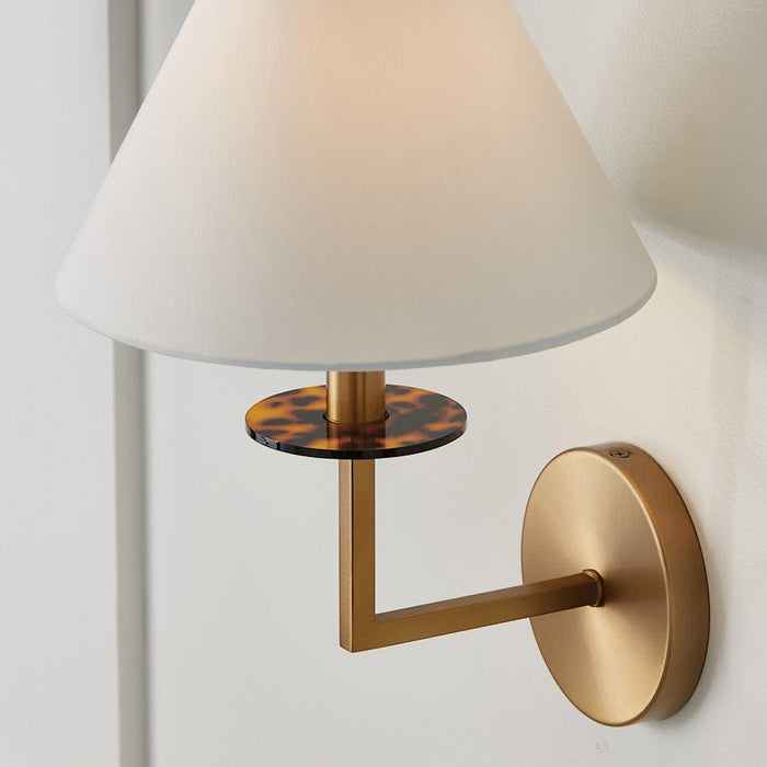 Capital Lighting Gilda 1 Sconce, Brass/White Fabric