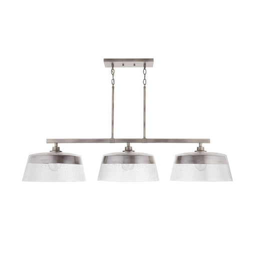 Capital Lighting Decker 3-Light Island, Washed Grey/Clear Seeded - 838231WY