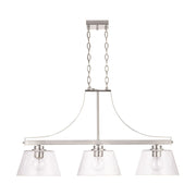 HomePlace Lighting Mattie 3 Light Island, Brushed Nickel/Clear Seeded - 838434BN