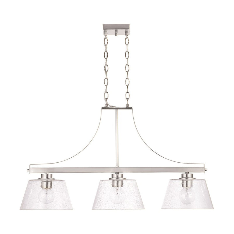 HomePlace Lighting Mattie 3 Light Island, Brushed Nickel/Clear Seeded - 838434BN