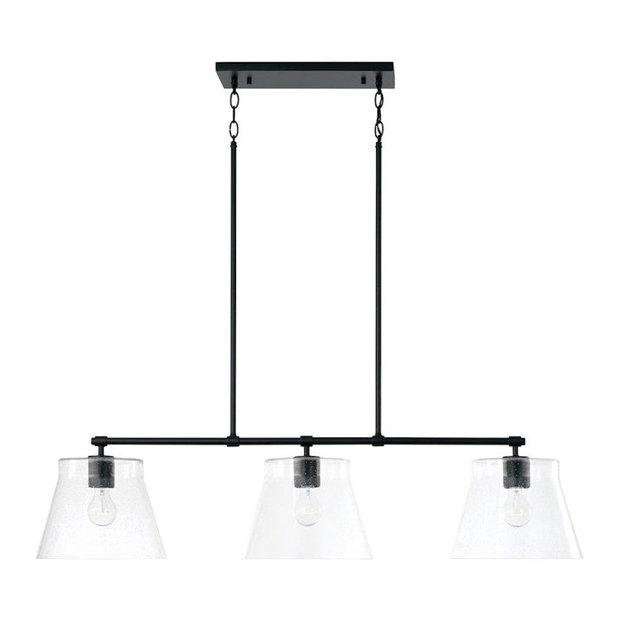 Capital Lighting Baker 3 Light Island, Matte Black/Clear Seeded - 846931MB