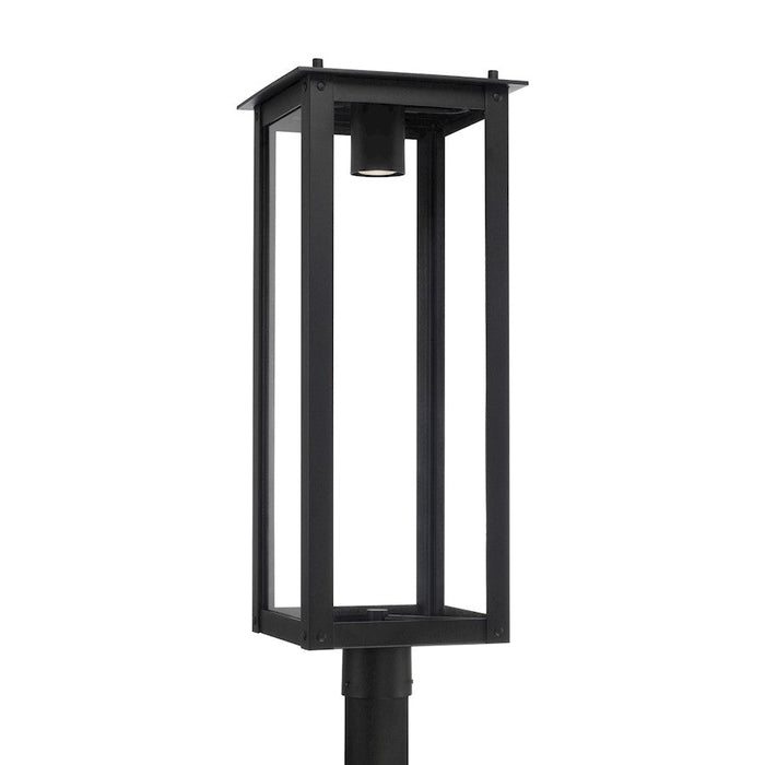 Capital Lighting Hunt 1 Light Outdoor Post-Lantern, Black/Clear - 934643BK-GL