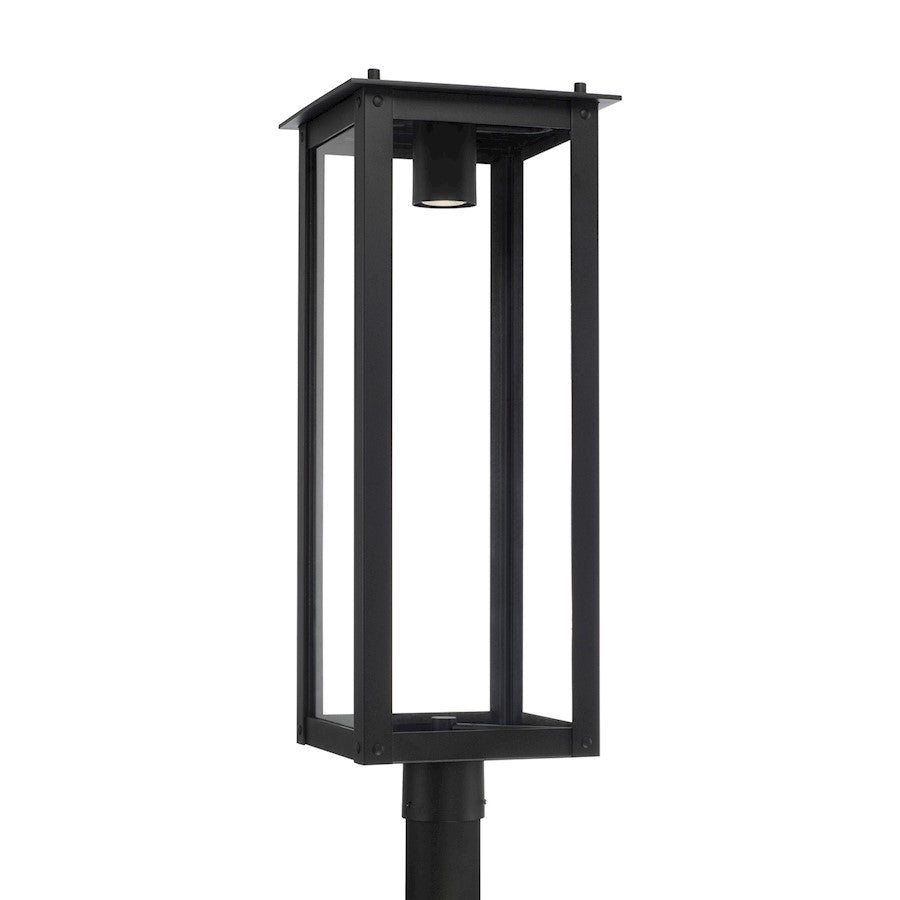 Capital Lighting Hunt 1 Light Outdoor Post-Lantern, Black/Clear - 934643BK-GL