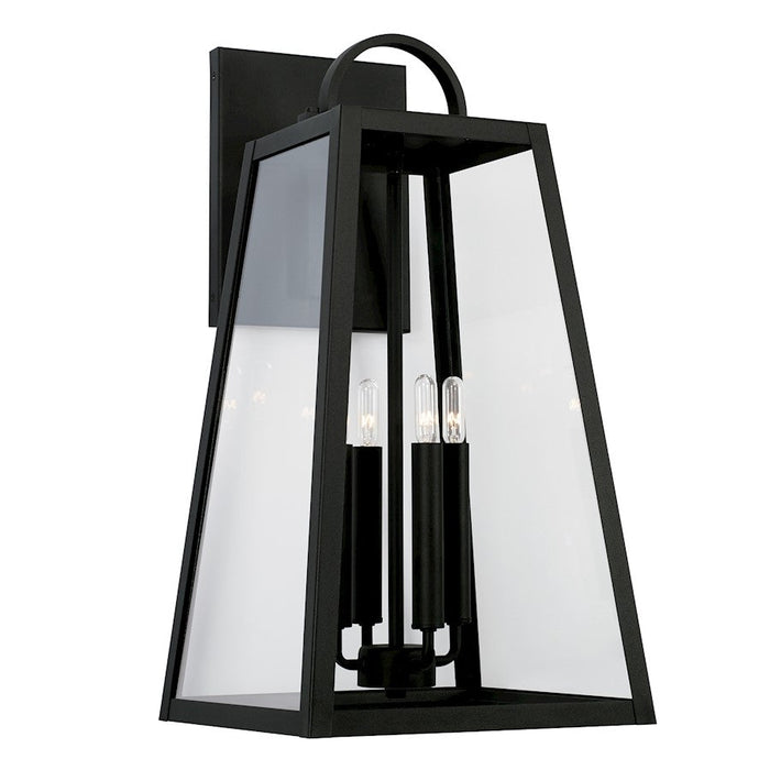 Capital Lighting Leighton 4 Light Outdoor Wall Lantern, Black/Clear - 943743BK