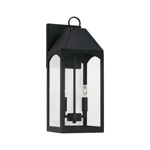 Capital Lighting Burton 2 Light Outdoor Wall Lantern, Black/Clear - 946321BK