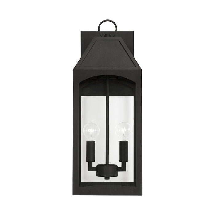 Capital Lighting Burton 2 Light Outdoor Wall Lantern, Black/Clear